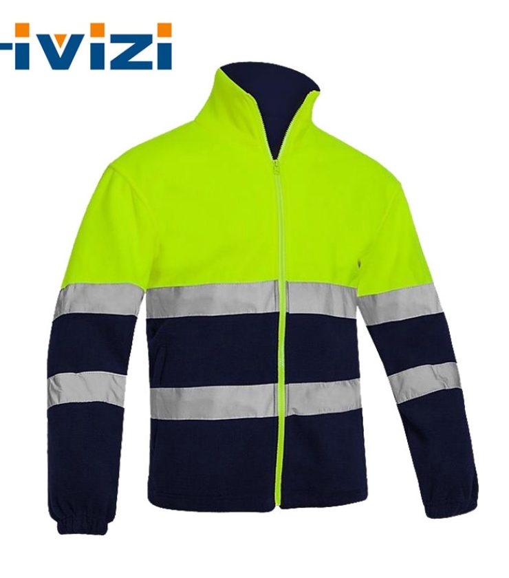 Two Tone High Visibility Reflective Warm Polar Fleece Safety Jacket